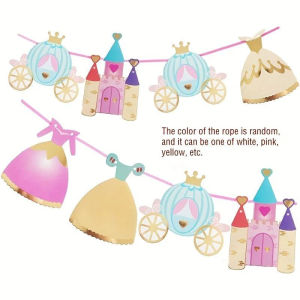 1Set Castle Princess Banner - A Birthday Gift Suitable for Girls Birthdays and a Party Decoration Item