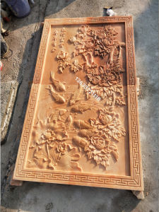 Stone Relief Lotus Flower Bird Fish Home and Baifu Courtyard Greeting Pine Hallway Willow Fishing Mural Screen Step Paving