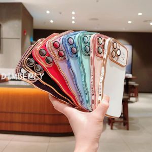 DIMBEPLY For Samsung S22 S23 S24 Ultra S24 Plus S23 FE A14 A15 A24 A25 A34 A35 A54 A55 5G Plated Phone Case Lovely Heart Wave Frame with Lens Film Electroplating Back Cover