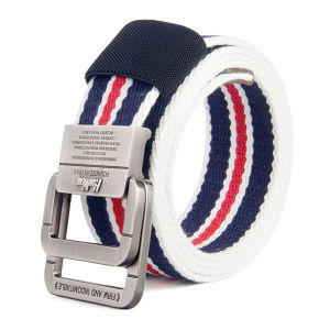 Canvas belt mens belt alloy double loop buckle Korean fashion denim teenage student pants belt womens belt