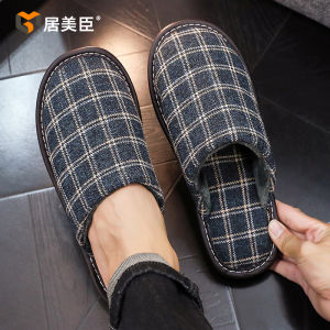 Home Cotton Slippers Fabric Art Couple Indoor Wooden Floor Thick Bottom Soft Bottom Warm Anti-slip Men Women Autumn Winter
