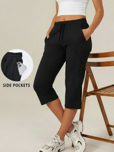 Womens Capri Yoga Pants Loose Soft Drawstring Workout Sweatpants Causal Lounge Pants with Pockets