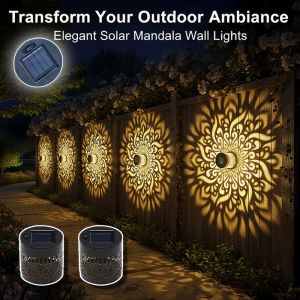 Solar Mandala Fence Wall Lights Garden Decoration Party Courtyard Decoration Solar Garden Light Garden Patio Walkway Decor