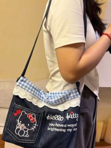 Denim Skirt Edge Crossbody Bag Nautical Kitty Large Capacity Simple Versatile Lightweight Single Shoulder Bag for Women