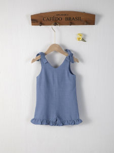 Sleeveless cotton and linen jumpsuit for baby solid color ruffled casual home new summer 2023
