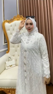 Dress Zallia Brukat Ceruty Babydoll Full Furing Mix Payet Mutiara Mewah Jumbo Terbaru 2025 Lebaran Gamis Brokat wanita Dewasa Modern Longdress Remaja Kekinian Viral