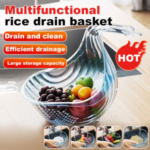 Kitchen Rice Washing Artifact Vegetable Washing Basin Drain Basket Multifunctional Kitchen Household New Fruit Plate Living Room Rice Washing Vegetable Basket