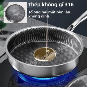 Chảo Chiên Tổ Ong Inox 316 Đáy Bằng 28Cm Chống Dính Cảm Ứng Tương Thích Thân Thiện Với Môi Trường Nhà Bếp Nồi Cho Bít Tết Nấu Ăn