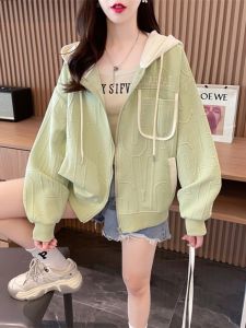 plus Size Womens Design Sensation Hooded Open Cardigan Jacket Spring Autumn Thin Fashionable Youthful Versatile Top