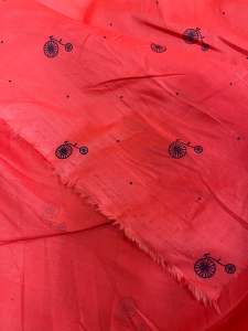 VẢI THÔ/KATE ĐỎ COTTON HOẠ TIẾT