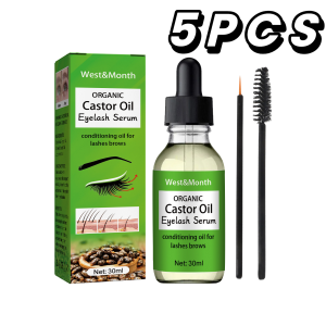 Castor Oil Eyelash Growth Serum With Brush Multipurpose Hair Eyebrow Eyelash Growth Thick Essence Nourishing Moisturize Liquid