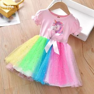 unicorn rainbow tutu dress for kids 6month to 8yrs old