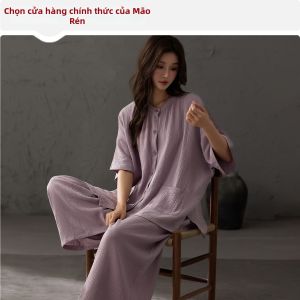 MiiOW | Bộ Đồ Ngủ Mùa Hè 2 Lớp Cotton Sạch Cho Phụ Nữ