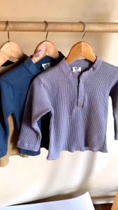 JENAKA KIDS Khautsar T-shirt Waffle Kaos Polos Anak Laki Laki Lengan Panjang Bahan Waffle