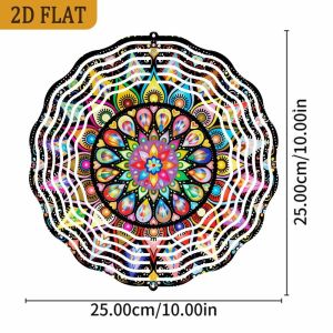 CIFbuy | 2D Flat Mandala Floral Wind Spinner - 12 Inch 3D Illusion Kinetic Art for Garden Patio Lawn Outdoor Decor Gift