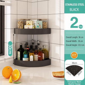3-Tier Corner Kitchen Spice Rack Plastic Triangle Countertop Storage Shelf for Condiments Bottles Pantry Organizer