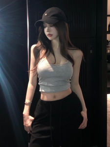 Grey Lace Strap Vest Womens Spring Summer New Design Slim Fit Inner Short Base Shirt Commute Style Splice Element Regular Thickness