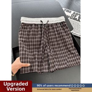 LIUBU | Navy Check Lightweight Breathable Shorts Male Summer Sports