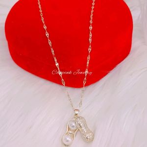 Kalung Titanium Set Liontin Permata Mutiara Anti Karat Dan Anti Luntur Cocopink Jewelry