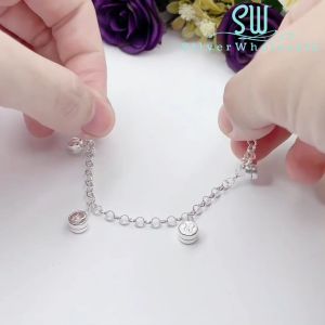 SilverWholesale #BB198 Original Silver "Mickey Mouse Bell Charm" Baby Bracelet Anklet (Gelang Kaki/Tangan untuk Baby)