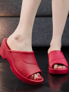 รองเท้าแตะส้นสูง Soervimy สำหรับผู้หญิงในช่วงฤดูร้อนปี 2024 รองเท้าแตะส้นหนาแบบลำลองสำหรับกลางแจ้ง ทรงหัวมน พื้นยางกันลื่น รองเท้าแตะแบบสวมสบาย