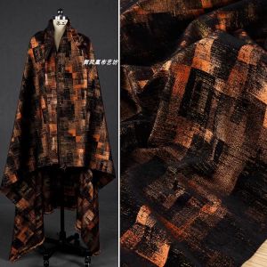 ผ้าปักลายชีฟองเนลทองแดงสีดำและสีส้มสำหรับเสื้อแจ็คเก็ตและกระโปรงครึ่งตัวสไตล์จีนใหม่ ผ้าปักลายชีฟองเนลสีทองแดง