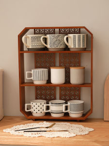 Chinese Style Small Desktop Show Rack Wall Hanging Purple Clay Teapot Tea Set Storage Shelf Multi Treasure Pavilion Display Shelf