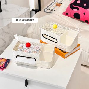 Luxurious Living Room Tissue Box Tea Table Desktop Multi-Functional Creative Pull-Out Tissue Storage Box New Premium Feel