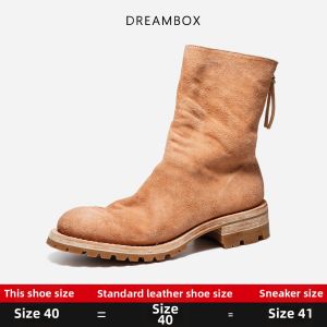 dreambox | Leather Lace-up Goodyear Welted Men Boots Thick Sole
