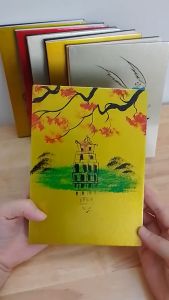 Sổ Tay Handmade Bìa gỗ tranh sơm mài dùng cho viết nhật kí ghi chép vẽ phác họa làm quà tặng.