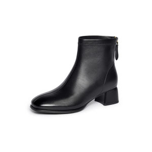 Reemoor | Giày Boots Gót Cao Thời Trang Pháp Đế Vuông Dài Chân
