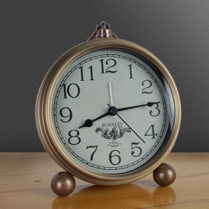 European Vintage Iron Art Alarm Clock American Creative Electronic Clock Household Simple Nightlight Student Personalized Silent