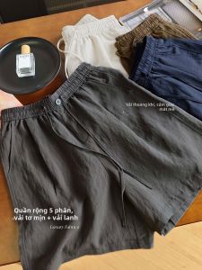 XIAOER | Quần Shorts Dây Kéo Tencel và Linen