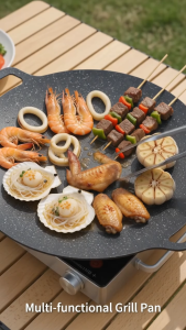 Nipiin  Grill Pan Non Stick  BBQ Griddle Frying Pan Kitchen Cookware Outdoor Camping For Stove 28cm 34cm 38cm