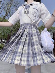 JIFANPAUL | Authentic Full Set Sailor Uniform with Pleated Skirt Checkered Skirt Spring Summer Student School Uniform