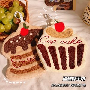 Thickened Coral Fleece Kitchen Towel Cute Cake Design Handkerchief Non-shedding Hanging Style Absorbent Utility for Home Use