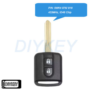 2 Buttons Remote Car Key Fob 433MHz ID46 Chip for Nissan Elgrand X-TRAIL Qashqai Navara Micra Note NV200 P/N: 5WK4 876/ 818