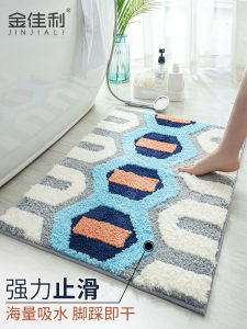 Absorbent Non-Slip Bathroom Mat Kitchen Floor Mat Home Use Entrance Door Mat Bathroom Door Carpet Geometric Pattern Japanese Style