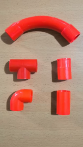 Red PVC Fittings/Heavy Duty Electrical Fittings Coupling/Elbow/Tee/Clamp/Pipe connector(1/41/23/4)