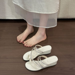 XUJIA | Thick Heel Wedge Crystal Toe Sandals