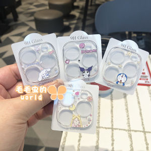 Transparent Tempered Glass Lens Sticker for Apple 17Promax Cartoon Klumy iPhone 14 15 16promax Full Cover Back Camera Protection Film Cinnamon Dog 13