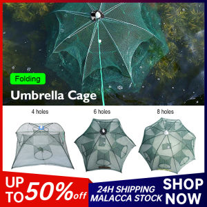 Strengthened 2-10Holes Automatic Fishing Net Shrimp Cage Nylon Foldable Fish Trap Portable Hexagonal Crayfish Catcher Outdoor Fishing