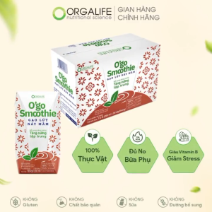 Thùng 36 Hộp OGO SMOOTHIE GẠO LỨT NẢY MẦM - Sinh Tố Giảm Stress Tăng Tập Trung (200ml/Hộp)
