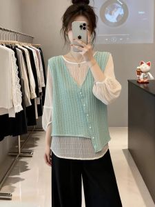 AIYITI | Attractive Layered 7/8 Sleeve Plus Size Blouse