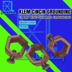 Clamp Klem Cincin Grounding Stick For Rod Isolator Kabel Penangkal Anti Petir Clem Clamp Ground Rod Copper Ring 5/8 Inch 16mm