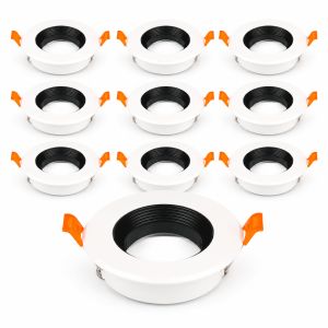JOYINLED 1/10 Chiếc GU10/MR16 Đèn LED Âm Trần Ổ Cắm Đèn Khung Tròn Trắng Đen Nhúng Đèn Giá Đỡ Lắp Đèn