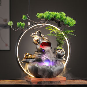 Creative Wealth-Bringing Feng Shui Water Circulation Ornament Ideal for Entryway Office Home Decor Ideal Gift for Business Opening