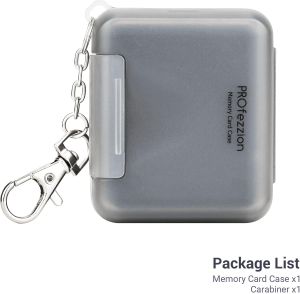 PROfezzion SD Card Holder Case Water-Resistant Portable Memory Card Case for 8 Micro SD Card & 4 SD SDXC SDHC or 8 SD & 16 Micro SD Card Memory Card Hard Carrying Box Keeper Protector with Rubber Interior Grey