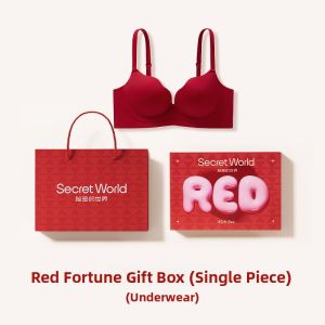 Secret World | Red Underwear Set Gathering Small Bust Wedding Gift Box