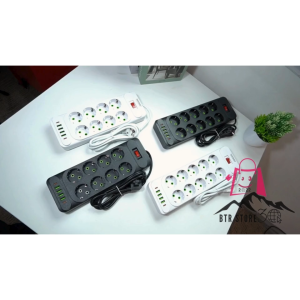 COD Colokan Stop Kontak Listrik 10 Lubang USB Type C EU Plug 10A 110-250V 2500W QL-1077U / QL-1078U